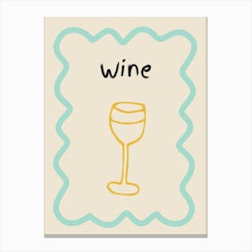 Wine Doodle Poster Teal & Orange Canvas Print