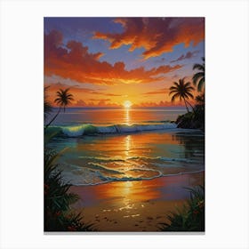 Sunset On The Beach 10 Canvas Print