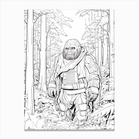 Endor (Star Wars) Fantasy Inspired Line Art 2 Canvas Print