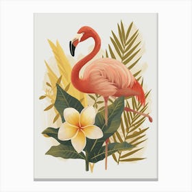 Jamess Flamingo And Frangipani Minimalist Illustration 4 Canvas Print