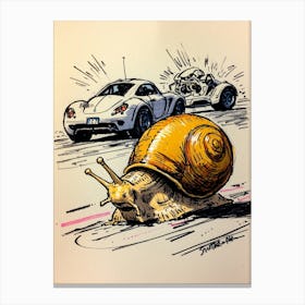 Snail On The Road Canvas Print