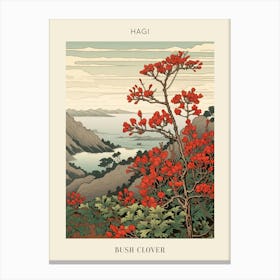 Hagi Bush Clover 3 Japanese Botanical Illustration Poster Canvas Print