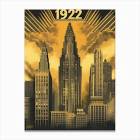 Aihrgdesign A Vintage Poster Showcasing Art Deco Architecture 492866ee 6d8b 4dca A2ba 7418d31721ff 0 Canvas Print