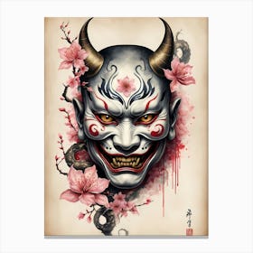 Floral Irezumi The Traditional Japanese Tattoo Hannya Mask (7) Canvas Print