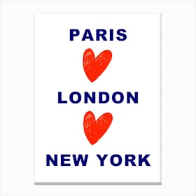 Paris London New York Travel Poster Canvas Print