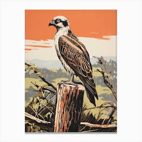 Vintage Bird Linocut Osprey 1 Canvas Print