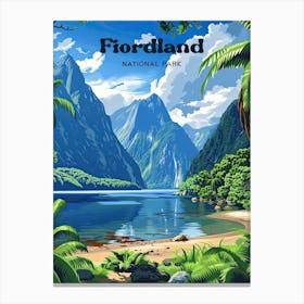 Fiordland National Park New Zealand Digital Travel Art Canvas Print