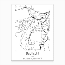 Bad Ischl,Austria Minimalist Map Canvas Print