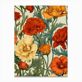 Vintage Poppy Seamless Pattern Canvas Print