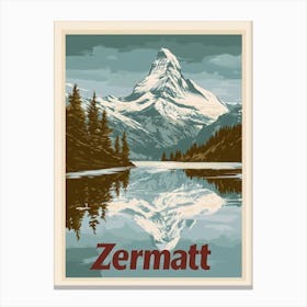 Aihrgdesign A Mid Century Modern Travel Poster For Zermatt 4 Canvas Print