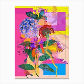 Lantana 4 Neon Flower Collage Canvas Print