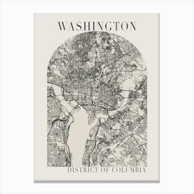 Washington DC Boho Minimal Arch Full Beige Color Street Map 1 Canvas Print