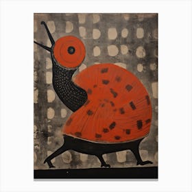 Snail, Woodblock Animal Drawing 4 Canvas Print