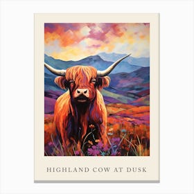 Highland Cow At Dusk Poster Canvas Print