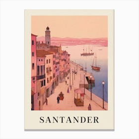 Santander Spain 2 Vintage Pink Travel Illustration Poster Canvas Print