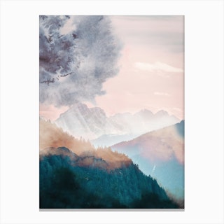 Rainbow Colour Mountains Canvas Print