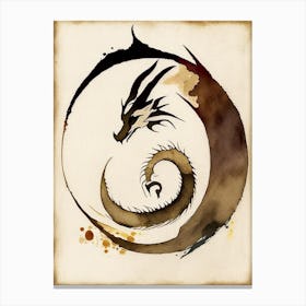 Dragon Symbol Abstract Painting Canvas Print