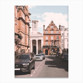 London, England | Photography of london Victorian architecture urban cityscape in Mayfair street with Bridgerton with British charm and the classic retro vintage atmosphere aesthetic of red brick city facades Canvas Print