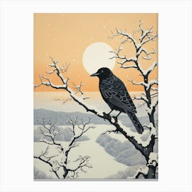 Winter Bird Painting Crow 4 Canvas Print