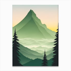 Misty Mountains Vertical Composition In Green Tone 102 Canvas Print