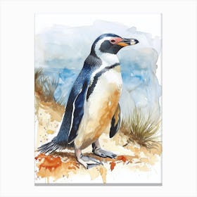 Humboldt Penguin King George Island Watercolour Painting 3 Canvas Print