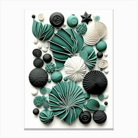 Green And Black Seashells Canvas Print