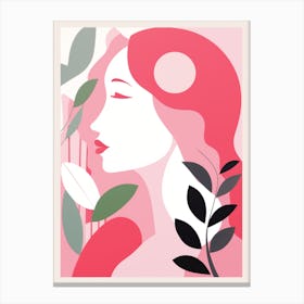 Boho Minimalist Botanical Illustration Pink Lady Canvas Print