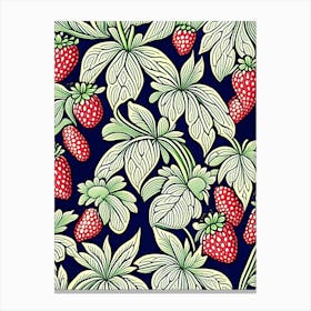 Everbearing Strawberries, Plant, William Morris Style Canvas Print