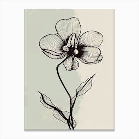 Line Art Orchids Flowers Illustration Neutral 1 Canvas Print