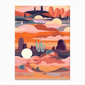 Colourful Retro Desert Sunset 4 Canvas Print