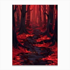 Red Forest Path Canvas Print