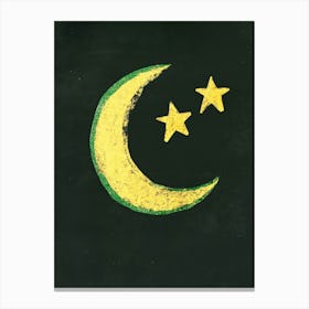 Moon And Stars Art Canvas Print