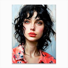 Portrait Of A Young Woman painting Canvas Print