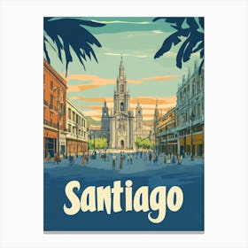 Aihrgdesign A Classic 1960s Travel Poster For Santiago 1 Canvas Print