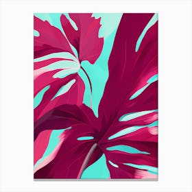 Abstract tropic leaf, calming tones of Burgundy, pink& teal makes a Perfect Wall decor, 1271 Canvas Print