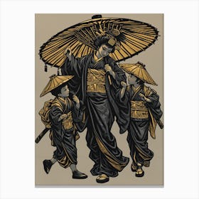 Cyberpunkrural A Woman In Edo Period Costume And Two Children P C4c1cb18 A77c 41f1 A55a 4423fdaaa8b1 Canvas Print