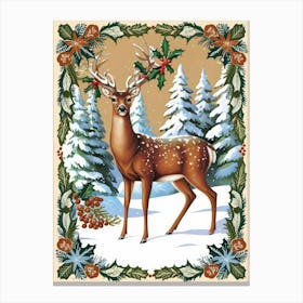 Deer In The Forest Style William Morris 2 Canvas Print