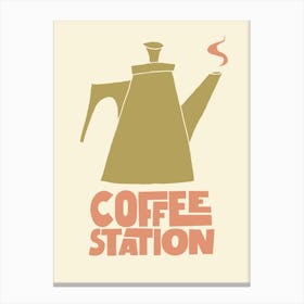Coffee Station Kitchen Print Olive Green Canvas Print