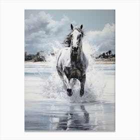 A Horse Oil Painting In Diani Beach, Kenya, Portrait 1 Canvas Print