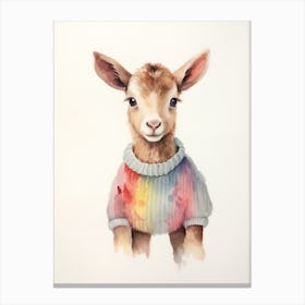 Baby Animal Watercolour Goat 2 Canvas Print