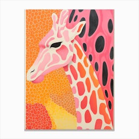 Pink Orange Giraffe Portrait Patterns 3 Canvas Print