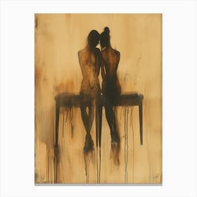 Two Women Sitting On A Bench 6 Canvas Print