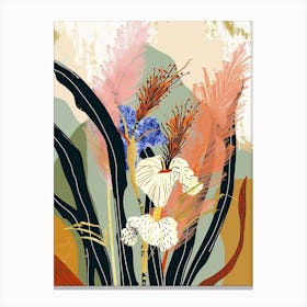Colourful Flower Illustration Fountain Grass 2 Canvas Print