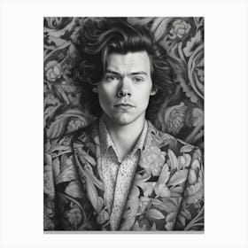Harry Styles Kitsch Portrait B&W 5 Canvas Print