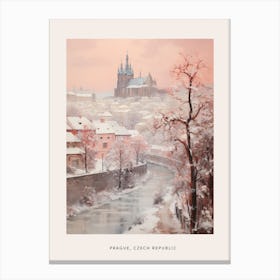 Dreamy Winter Painting Poster Prague Czech Republic 1 Canvas Print