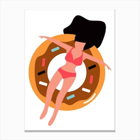 Woman On A Donut Canvas Print