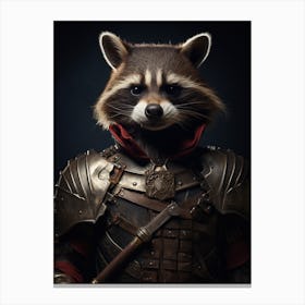 Vintage Portrait Of A Crab Eating Raccoon Dressed As A Knight 2 Canvas Print