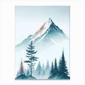 Mountain And Forest In Minimalist Watercolor Vertical Composition 94 Canvas Print