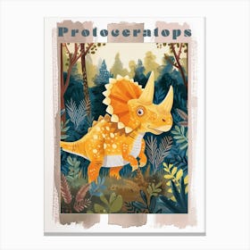 Cute Protoceratops Dinosaur Watercolour 1 Poster Canvas Print