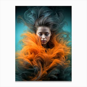 Portrait Of A Woman With Feathers Canvas Print